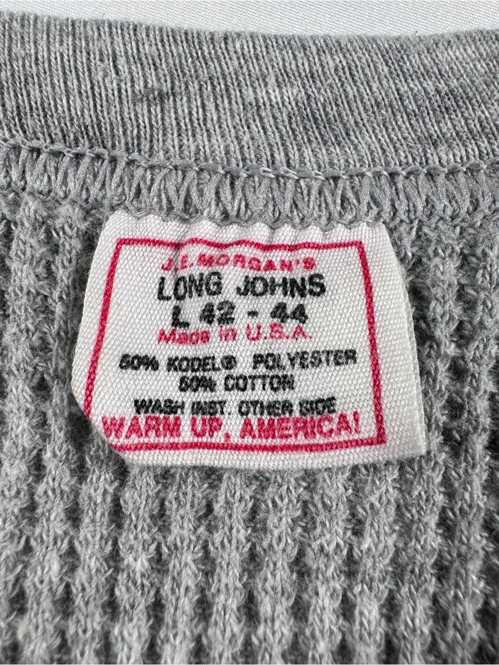 Vintage 80s JE Morgan Thermal Knit Shirt Mens Large Heather Grey Waffle USA Made